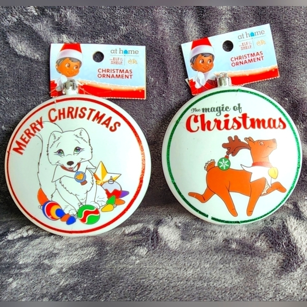NWT Elf on the shelf Elf pets Arctic Fox & Reindeer Christmas tree ornaments